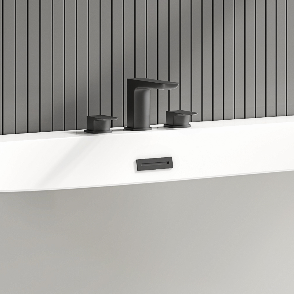 Mileto Matt Black Deck Mounted (3TH) Bath Filler Tap 1 Mileto Matt Black Deck Mounted (3TH) Bath Filler Tap