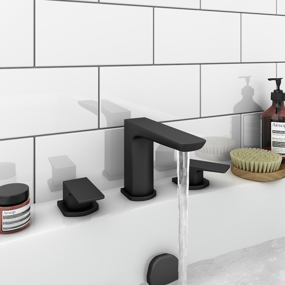 Mileto Matt Black Deck Mounted (3TH) Bath Filler Tap 4 Mileto Matt Black Deck Mounted (3TH) Bath Filler Tap - Image 4