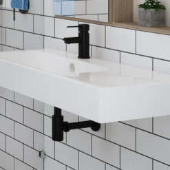 Arezzo Round Matt Black Click Clack Basin Waste + Bottle Trap Pack -Victorian Plumbing Shop mbbwbt d3