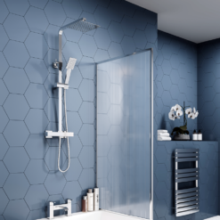 Summit Modern Square Thermostatic Shower Mixer - Chrome -Victorian Plumbing Shop mil002 d4