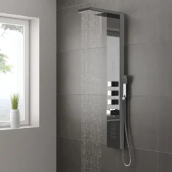 Milan Shower Tower Panel - Dark Chrome (Thermostatic) -Victorian Plumbing Shop milanshowertowerpaneldarkchromel