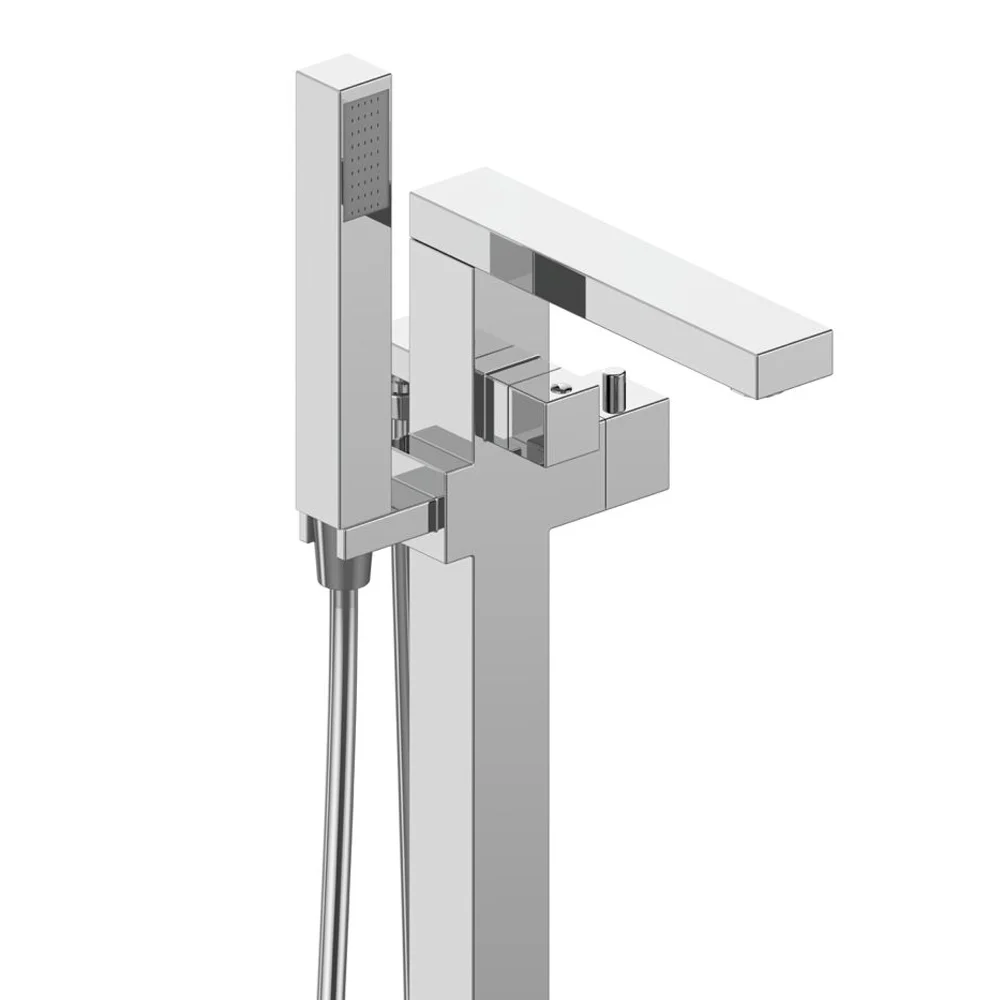 Milan Square Thermostatic Floor Mounted Freestanding Bath Shower Mixer Chrome 2 Milan Square Thermostatic Floor Mounted Freestanding Bath Shower Mixer Chrome - Image 2