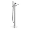 Milan Square Thermostatic Floor Mounted Freestanding Bath Shower Mixer Chrome
