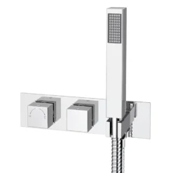 Milan Square Wall Mounted Thermostatic Shower Valve With Handset - Chrome -Victorian Plumbing Shop milsvh lrg