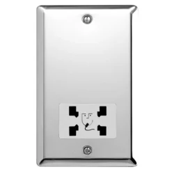Mirror Chrome Dual Voltage Shaver Socket With White Insert