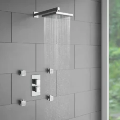 Milan Twin Square Concealed Shower Valve With Diverter - Chrome