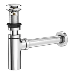 Modern Round Chrome Click Clack Basin Waste + Bottle Trap Pack