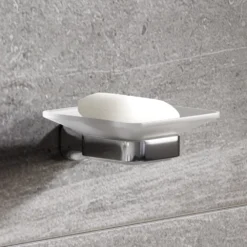 Monza Wall Mounted Glass Soap Dish - Chrome
