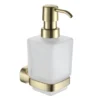Monza Wall Mounted Glass Soap Dispenser - Brushed Brass -Victorian Plumbing Shop mzsdbb l