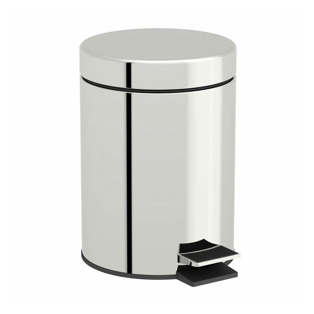Accents Options 5 Litre Round Bathroom Bin - Polished Chrome 2 Accents Options 5 Litre Round Bathroom Bin - Polished Chrome - Image 2