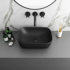 Pablo Matt Black Crosshead 3TH Basin Mixer Tap -Victorian Plumbing Shop pab14blk d4