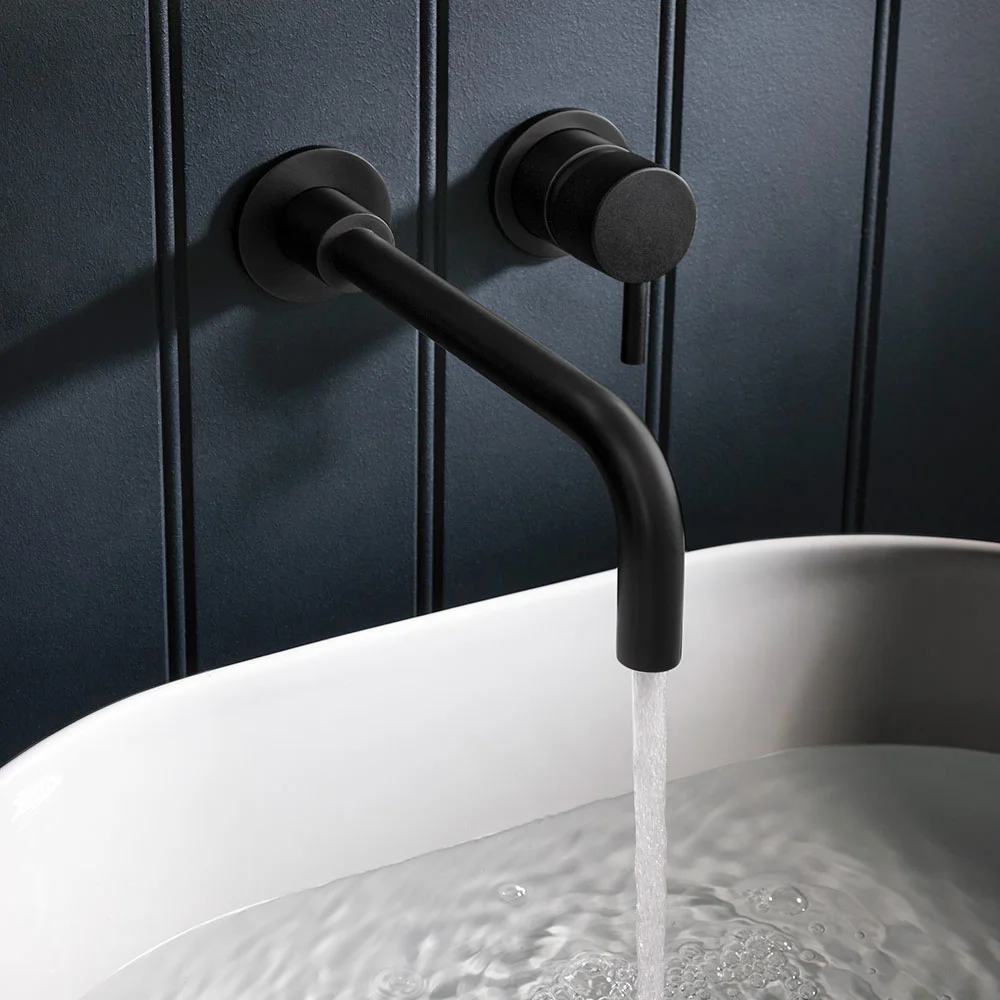 Crosswater MPRO Wall Mounted 2 Hole Set Basin Mixer - Matt Black 2 Crosswater MPRO Wall Mounted 2 Hole Set Basin Mixer - Matt Black - Image 2