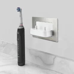 Proofvision Oral-B In Wall Electric Toothbrush Twin Charger - Brushed Steel -Victorian Plumbing Shop pv11bs d3