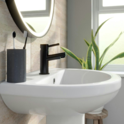 Orchard Eden Matt Black Mono Basin Mixer Tap -Victorian Plumbing Shop qt8202w eb l2