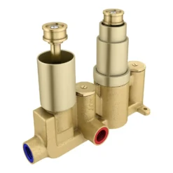 Arezzo Brushed Brass Round Shower Package With Concealed Valve + Head