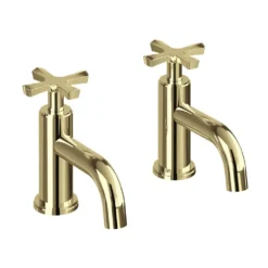 Burlington Riviera Art Deco Gold Basin Pillar Taps -Victorian Plumbing Shop riv7gold l
