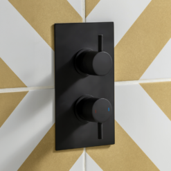 Arezzo Round Modern Twin Concealed Shower Valve - Matt Black -Victorian Plumbing Shop rsv31 blk l3