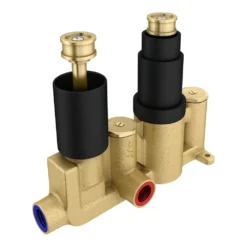 Arezzo Round Modern Twin Concealed Shower Valve - Matt Black -Victorian Plumbing Shop rsv31blk nd1