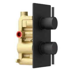 Arezzo Round Modern Twin Concealed Shower Valve - Matt Black -Victorian Plumbing Shop rsv31blknewd4