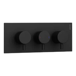 Arezzo Round Modern Triple Concealed Shower Valve - Matt Black -Victorian Plumbing Shop rtsv blk d1a
