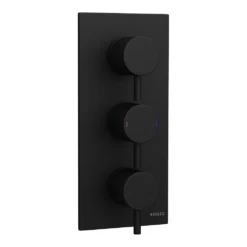 Arezzo Round Modern Triple Concealed Shower Valve - Matt Black -Victorian Plumbing Shop rtsv blk l2