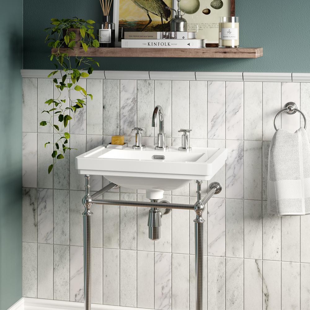 Roxbury Art Deco Chrome Deck Mounted (3TH) Basin Mixer With Waste 3 Roxbury Art Deco Chrome Deck Mounted (3TH) Basin Mixer With Waste - Image 3