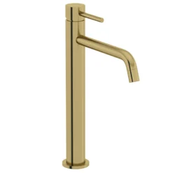 Mode Spencer Round Brushed Brass High Rise Basin Mixer Tap -Victorian Plumbing Shop slrbmbr l4