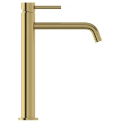 Mode Spencer Round Brushed Brass High Rise Basin Mixer Tap -Victorian Plumbing Shop slrbmbr l8