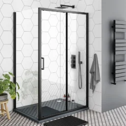 Arezzo Matt Black Square Triple Thermostatic Shower Pack With Head + Handset 12 Arezzo Matt Black Square Triple Thermostatic Shower Pack With Head + Handset -Victorian Plumbing Shop sq3blkpk d1a