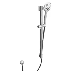 Round Slide Rail Kit With Flat White Shower Head - Chrome