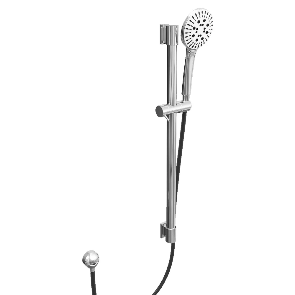 Round Slide Rail Kit With Flat White Shower Head - Chrome 1 Round Slide Rail Kit With Flat White Shower Head - Chrome