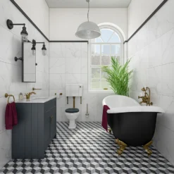 Trafalgar Crosshead Wall Mounted Bath Shower Mixer & Shower Kit Antique Brass -Victorian Plumbing Shop sul4545m l4