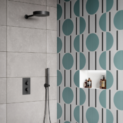 Arezzo Round Matt Black Outlet Elbow With Parking Bracket, Flex & Handset -Victorian Plumbing Shop synergy lf 02