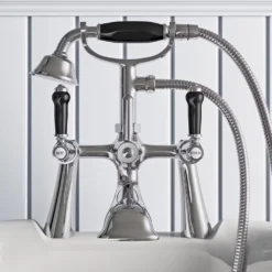 Orchard Winchester Bath Shower Mixer Tap With Black Lever Handles -Victorian Plumbing Shop t8151bh l5