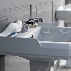 Orchard Winchester Basin Mixer Tap With Black Lever Handles - Chrome -Victorian Plumbing Shop t8152wbh l3