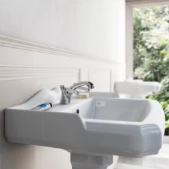 Orchard Winchester Basin Mixer Tap With White Lever Handles - Chrome -Victorian Plumbing Shop tap78a l4