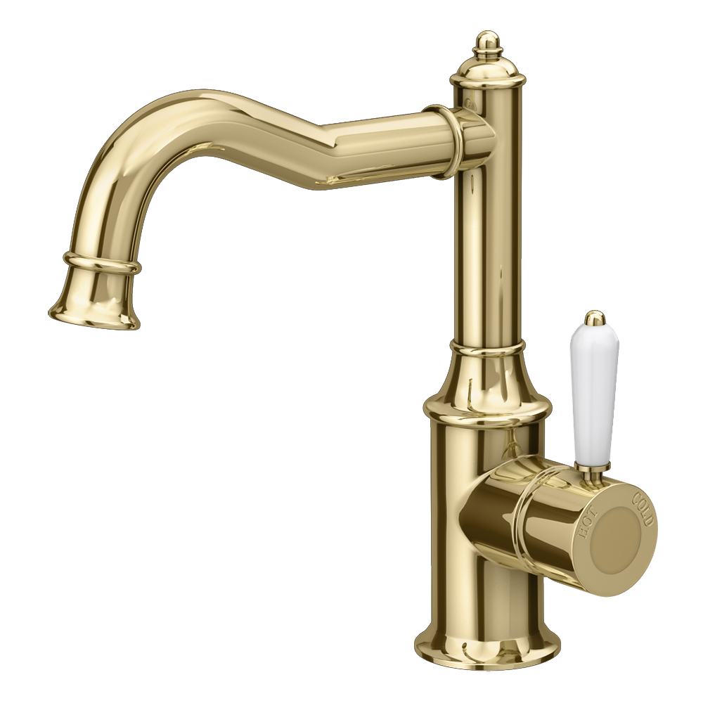 Trafalgar Traditional Gold Mono Basin Mixer Tap 4 Trafalgar Traditional Gold Mono Basin Mixer Tap - Image 4