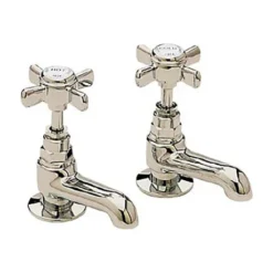 Heritage - Dawlish Short Nose Basin Pillar Taps - Vintage Gold