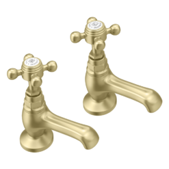 Trafalgar Crosshead Pillar Basin Taps (Pair) Brushed Brass 8 Trafalgar Crosshead Pillar Basin Taps (Pair) Brushed Brass -Victorian Plumbing Shop tfgbasinbb l