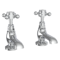 Trafalgar Crosshead Pillar Basin Taps (Pair) Chrome -Victorian Plumbing Shop tfgbasincp l
