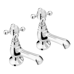 Trafalgar Crosshead Pillar Basin Taps (Pair) Chrome -Victorian Plumbing Shop tfgbasincp l2