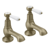 Trafalgar Lever Pillar Basin Taps (Pair) Antique Brass -Victorian Plumbing Shop tfglevbasinab l3