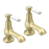 Trafalgar Lever Pillar Basin Taps (Pair) Brushed Brass -Victorian Plumbing Shop tfglevbasinbb l2