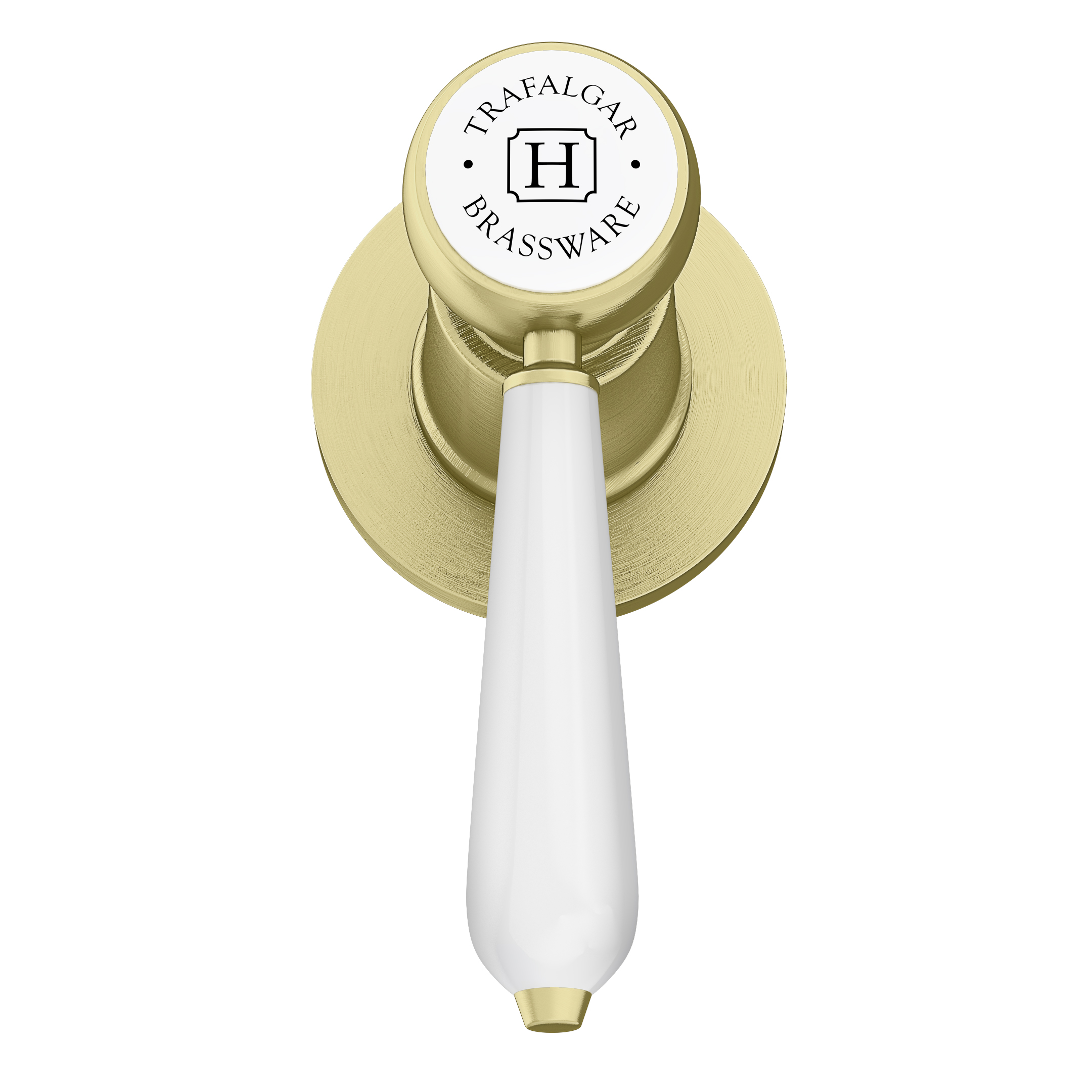 Trafalgar Lever Wall Mounted Bath Spout And Stop Taps - Brushed Brass 2 Trafalgar Lever Wall Mounted Bath Spout And Stop Taps - Brushed Brass - Image 2