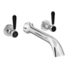 Trafalgar Lever Wall Mounted Bath Spout And Stop Taps Chrome & Black -Victorian Plumbing Shop tfglevwmbathcpblk