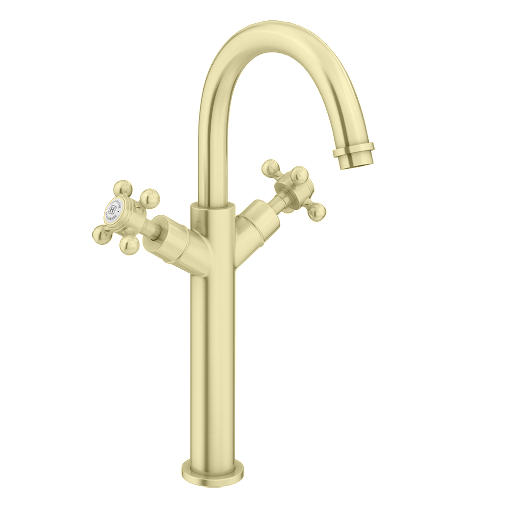 Trafalgar Crosshead Tall Basin Mixer Tap Brushed Brass 1 Trafalgar Crosshead Tall Basin Mixer Tap Brushed Brass