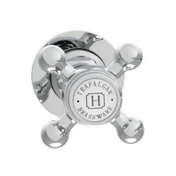 Trafalgar Wall Mounted Basin Spout And Crosshead Stop Taps Chrome