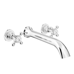Trafalgar Wall Mounted Bath Spout And Crosshead Stop Taps Chrome -Victorian Plumbing Shop tfgwmbathcp l