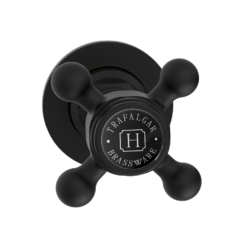Trafalgar Wall Mounted Bath Spout And Crosshead Stop Taps Matt Black & Black Indices -Victorian Plumbing Shop tfgwmbathmbb d1