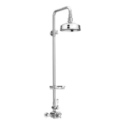 Trafalgar Traditional Shower Incl. Rigid Riser, Fixed Head & Soap Basket -Victorian Plumbing Shop tfsk32d1